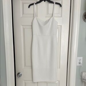 Hello Molly White Sheath Midi Dress Spaghetti Strap
